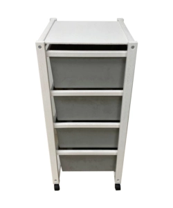 Carrello "millenium" bianco e tortora in legno e plastica, 36,5x37,5x82 cm